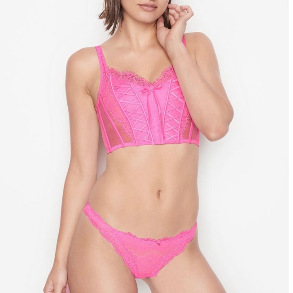 Victoria’s Secret Unlined Lace-up Bra Top & Panty